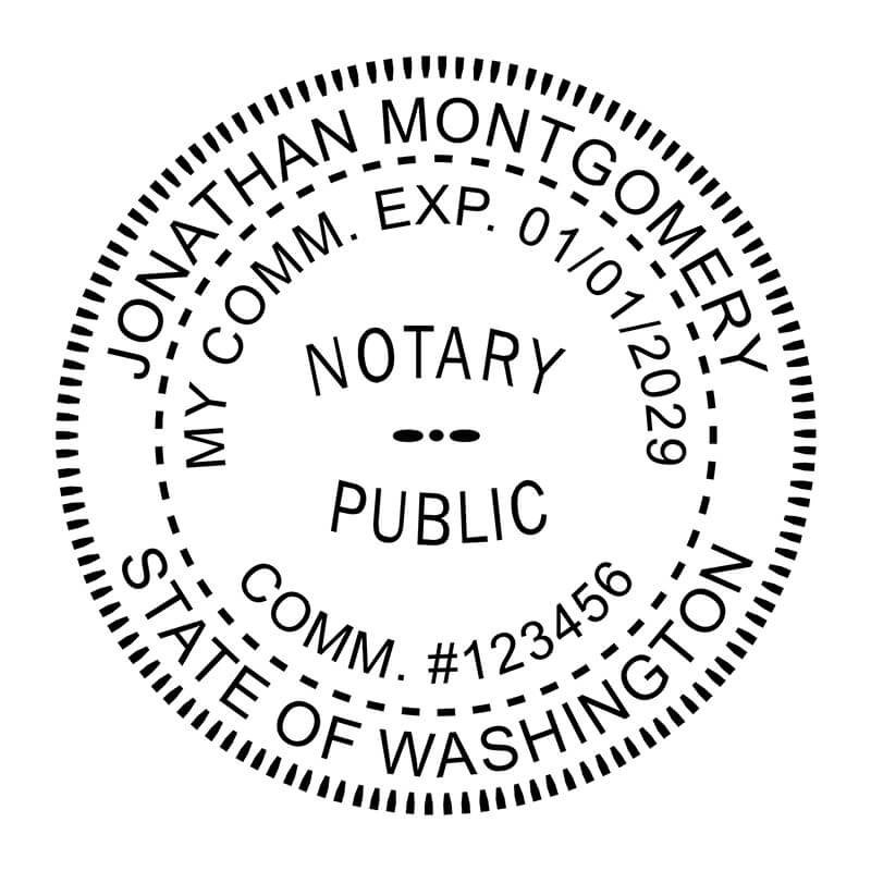 Washington State Round Notary Seal - Choose Stamp or Embosser