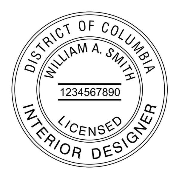 A close-up of the State of District of Columbia Interior Designer Seal