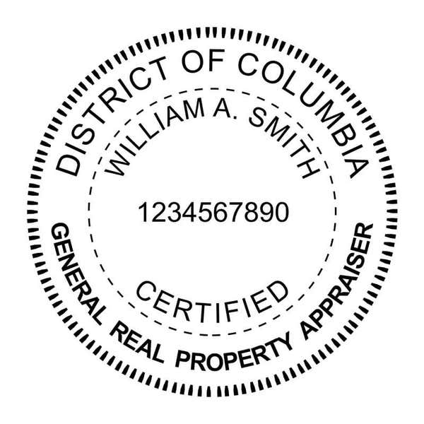 A close-up of the District of Columbia Real Estate Appraiser Seal