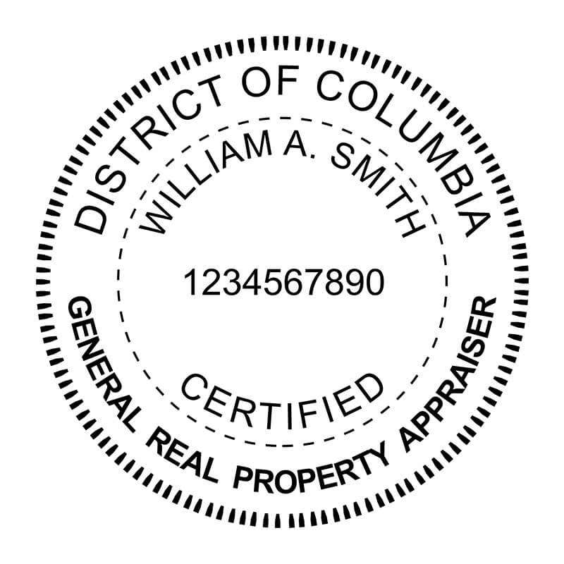 A close-up of the District of Columbia Real Estate Appraiser Seal