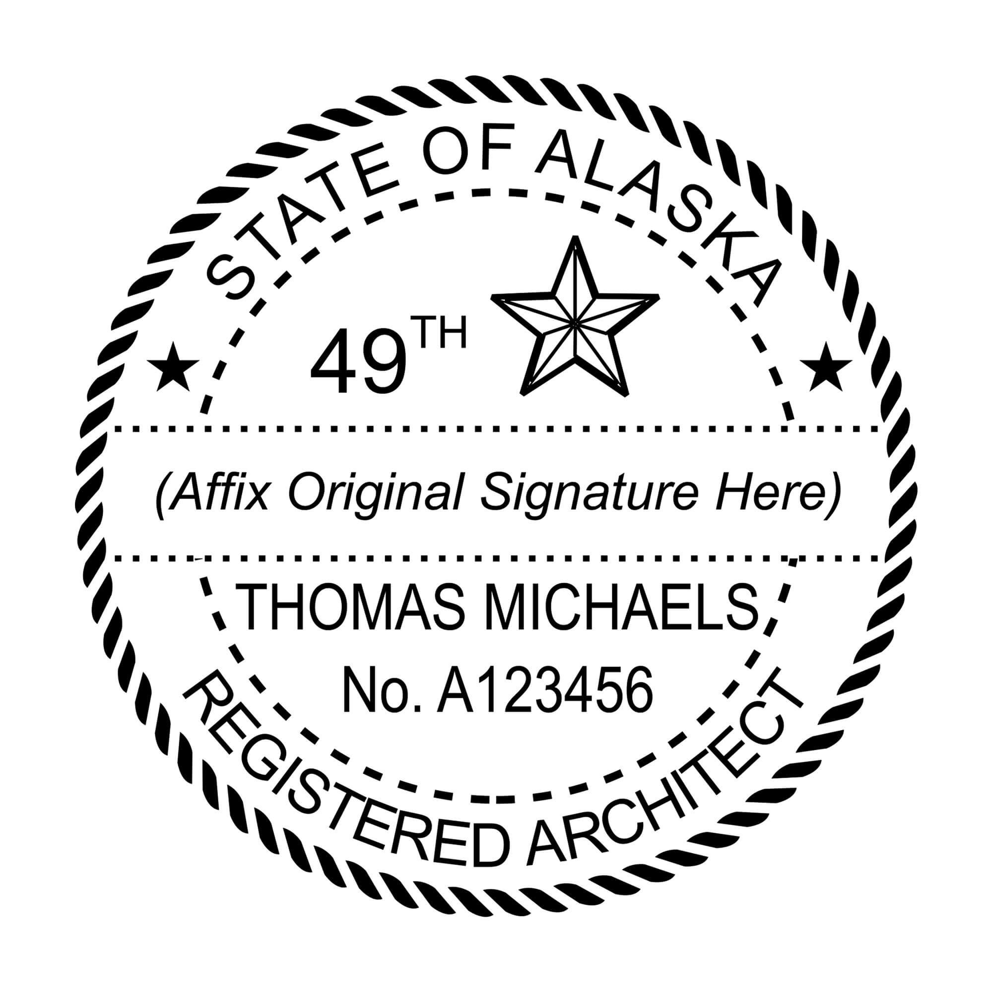 A close-up of the State of State of Alaska Architect Seal