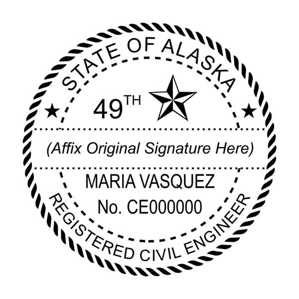 A close-up of the State of Alaska Civil Engineer Seal