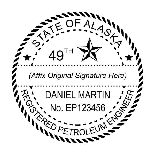 A close-up of the State of Alaska Petroleum Engineer Seal