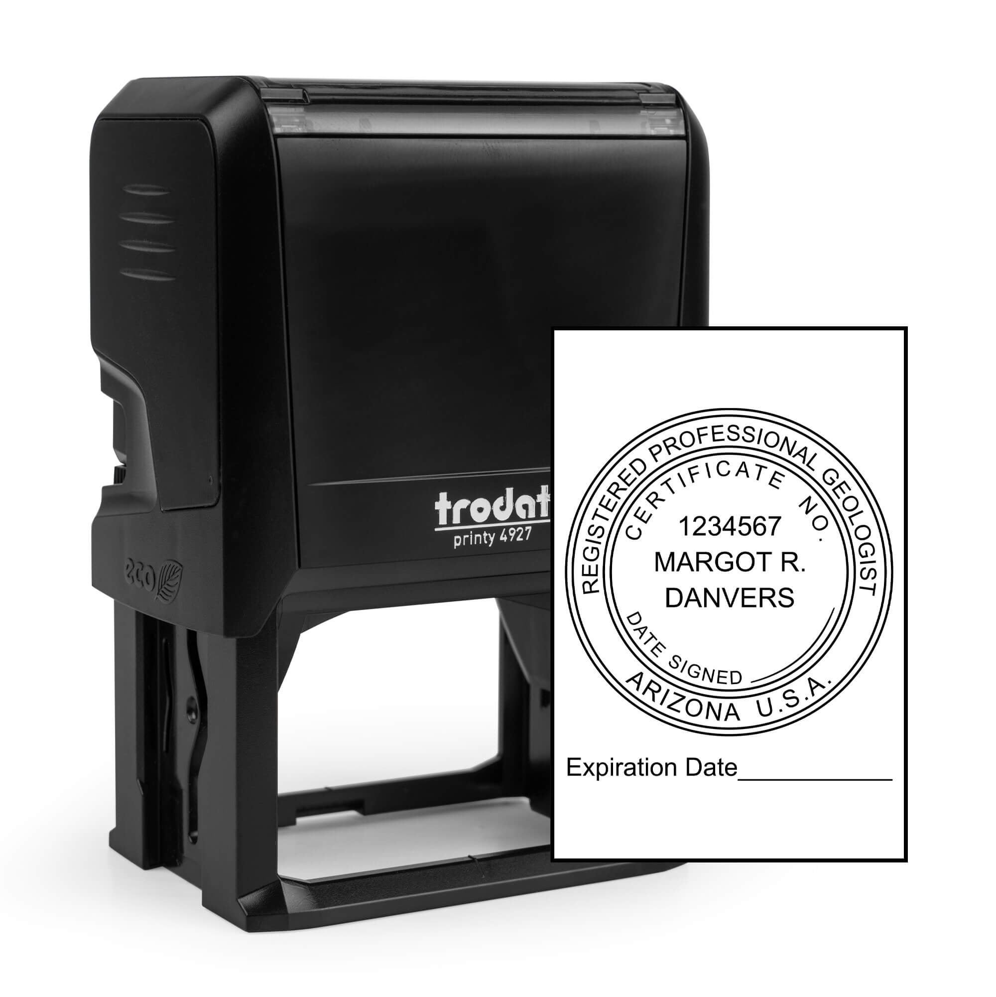 The State of Arizona Geologist with Expiration Seal and a self-inking stamp