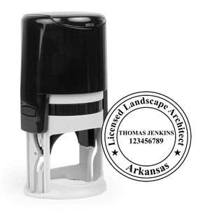 The State of Arkansas Landscape Architect Seal and a self-inking stamp
