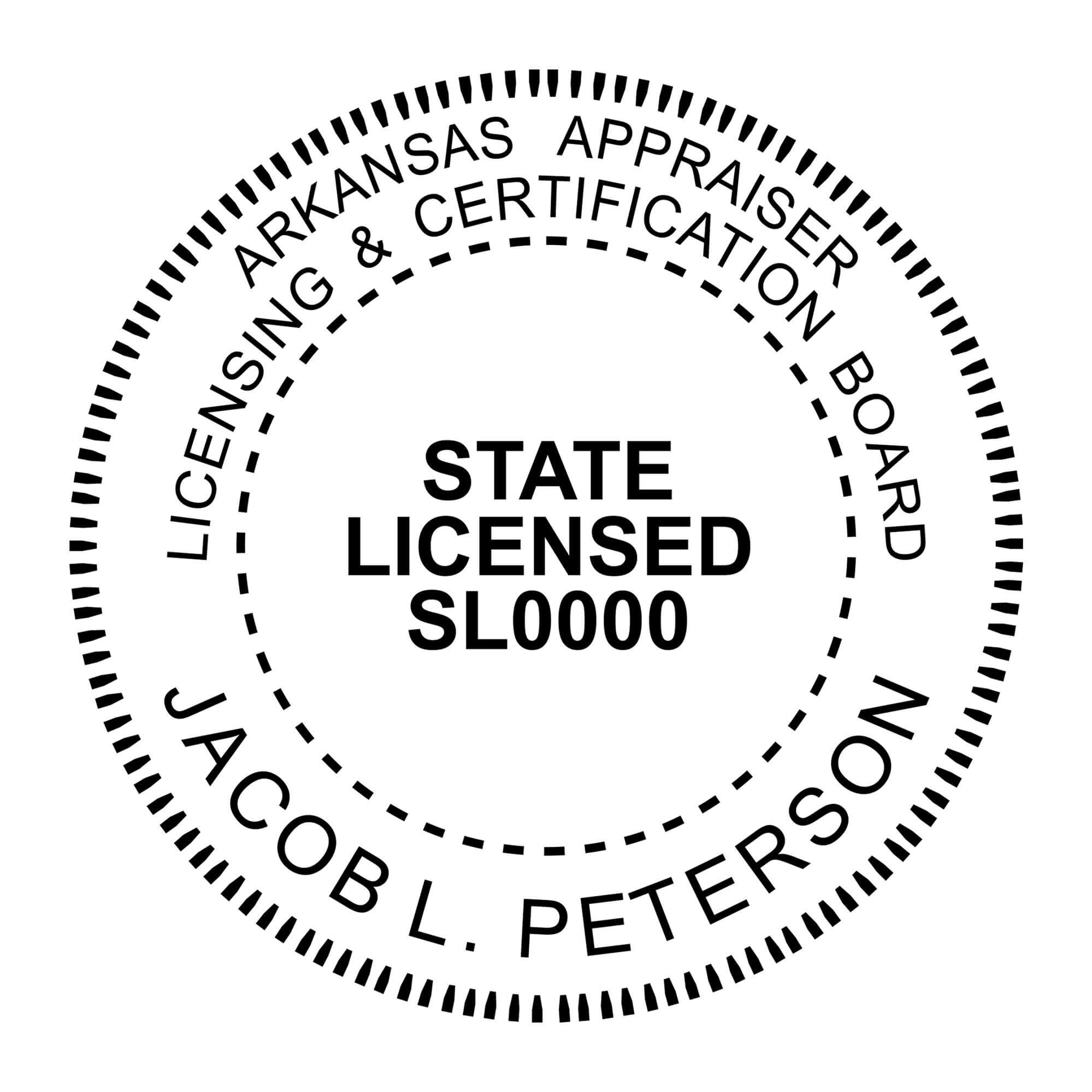 A close-up of the State of Arkansas Licensed Appraiser Seal