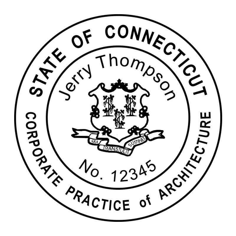 A close-up of the State of Connecticut Corporate Architect Seal