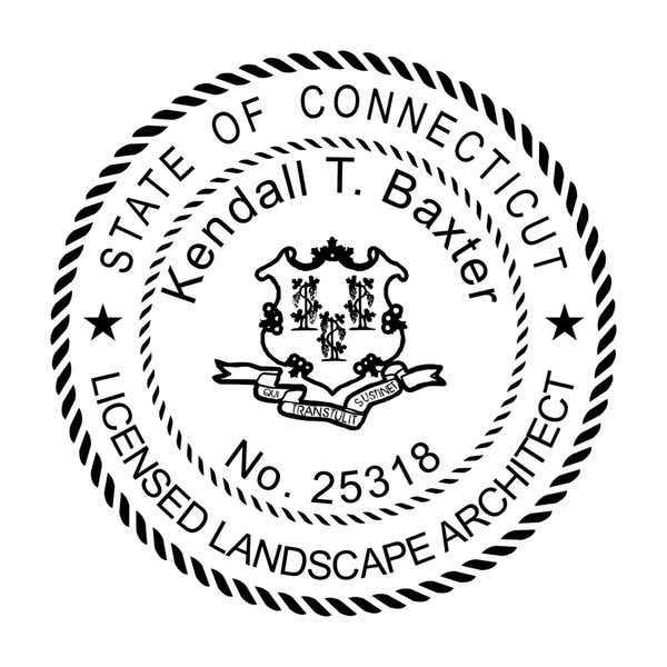 A close-up of the State of Connecticut Landscape Architect Seal
