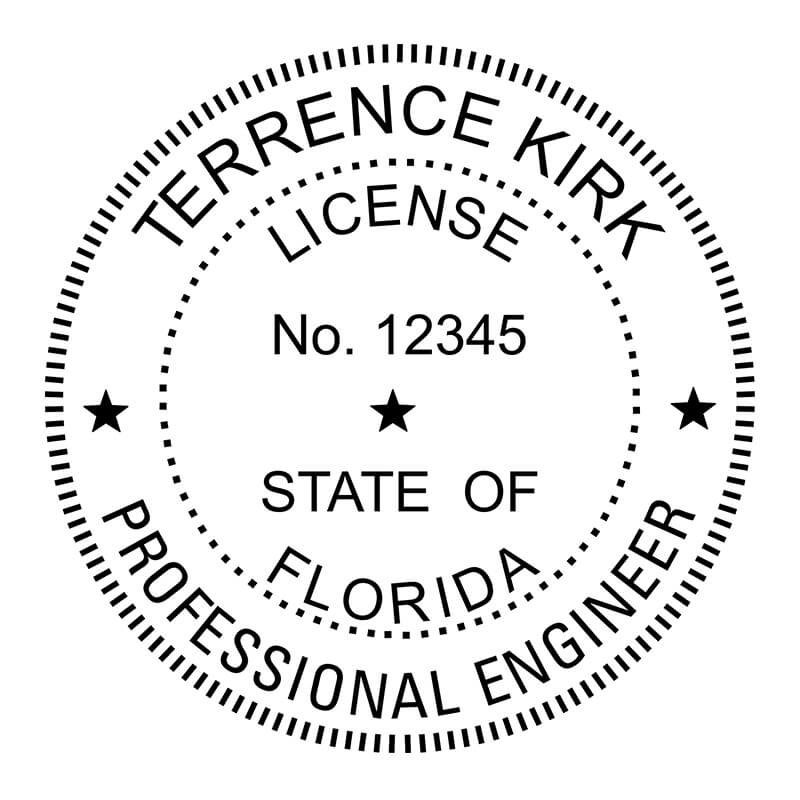 Florida engineer stamp design with license number and state