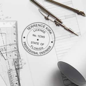 The State of Florida Engineer Seal Seal impression measures 2 inches in diamter