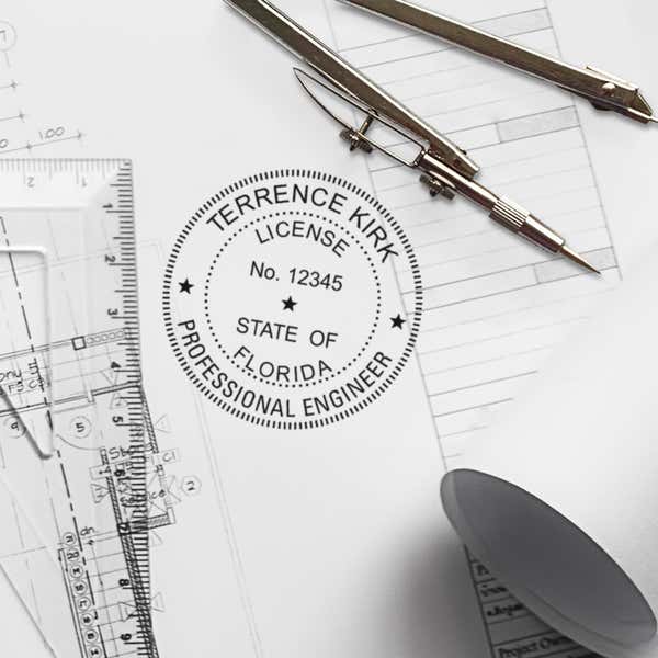 The State of Florida Engineer Seal Seal impression measures 2 inches in diamter