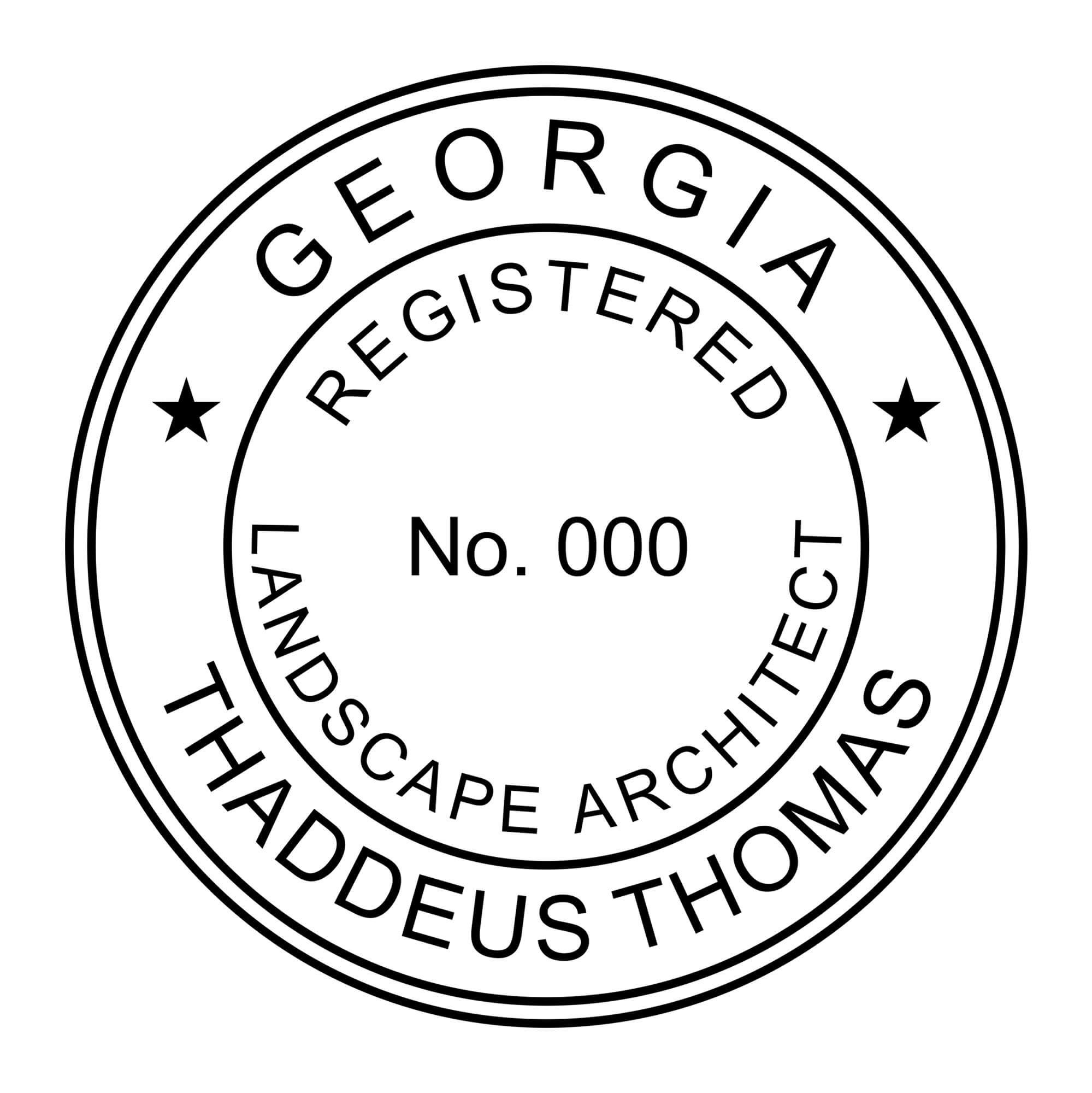 A close-up of the State of Georgia Landscape Architect Seal