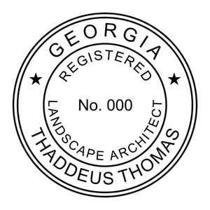 A close-up of the State of Georgia Landscape Architect Seal