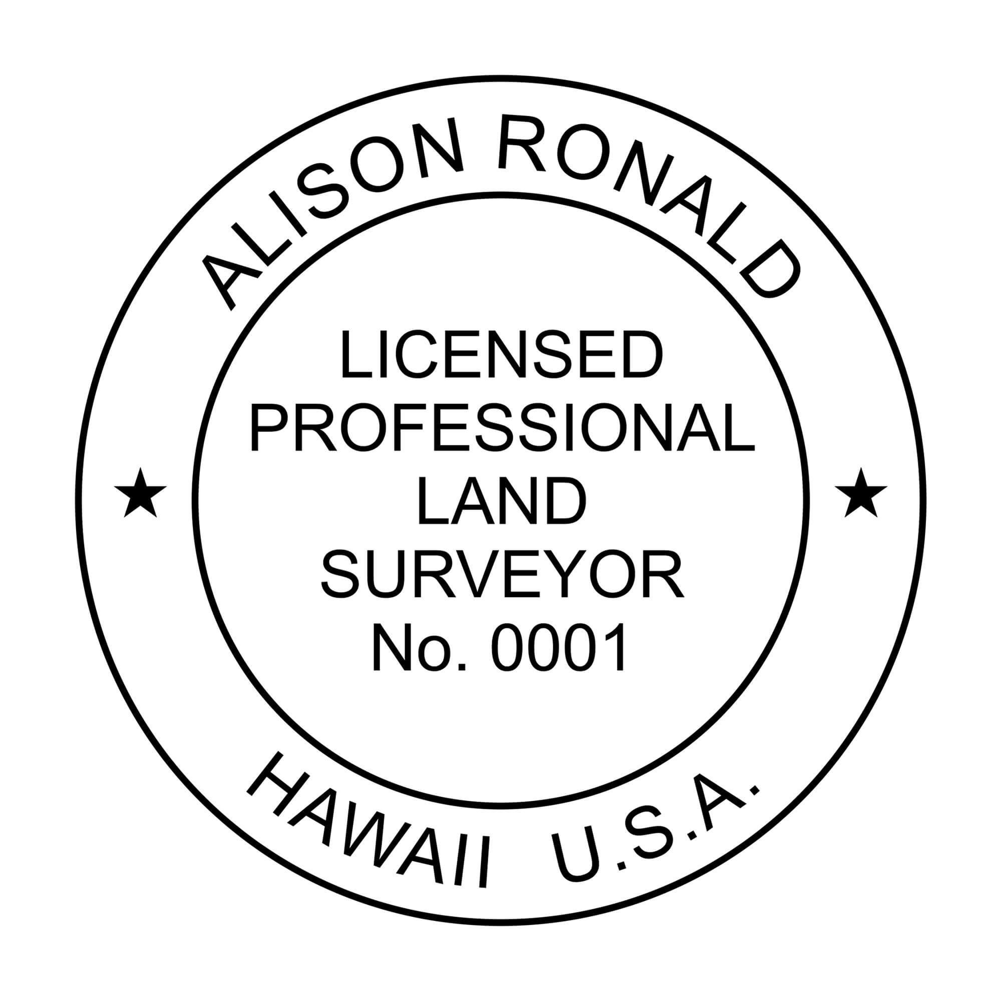 A close-up of the State of Hawaii Land Surveyor Seal