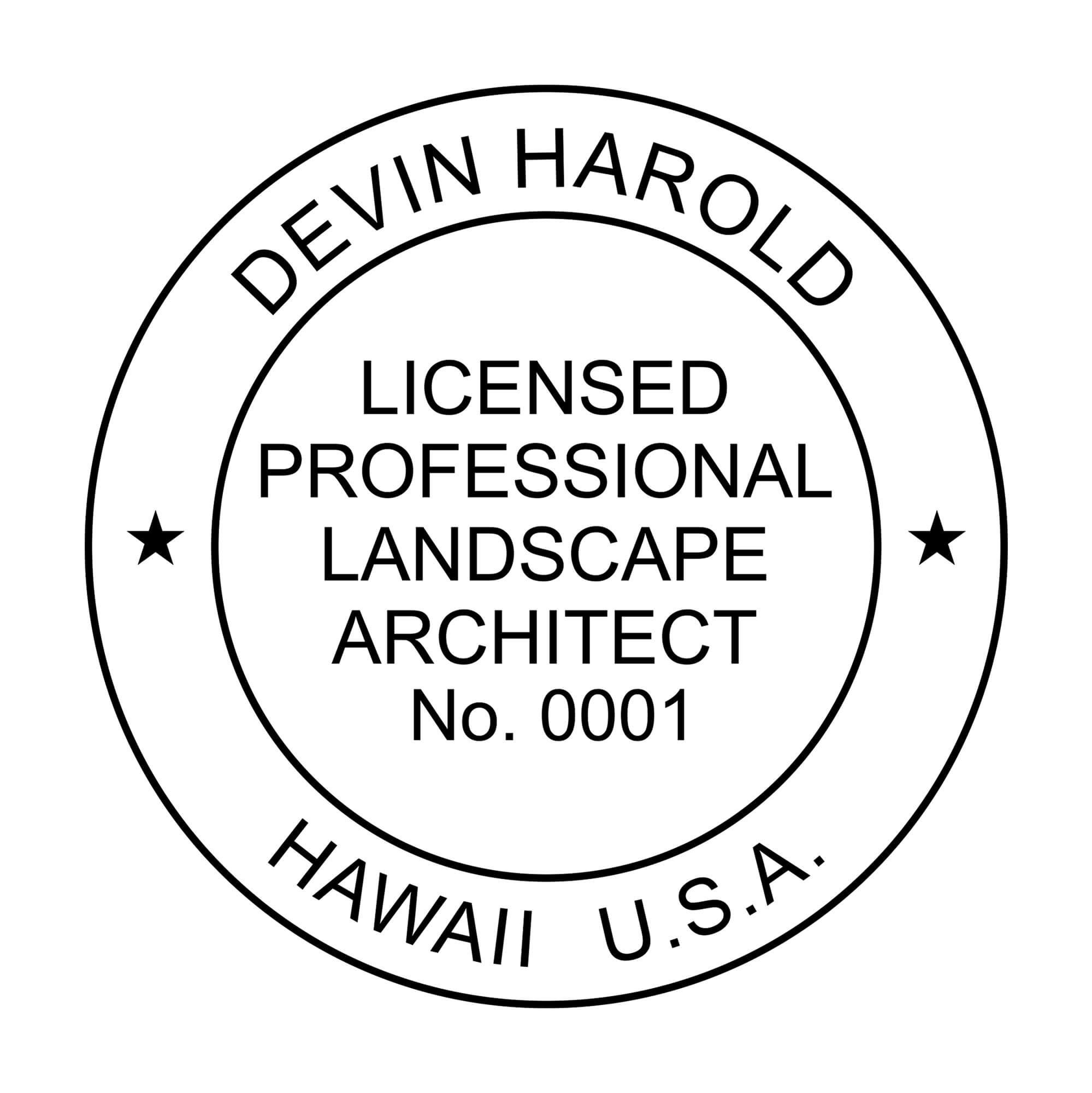 A close-up of the State of Hawaii Landscape Architect Seal