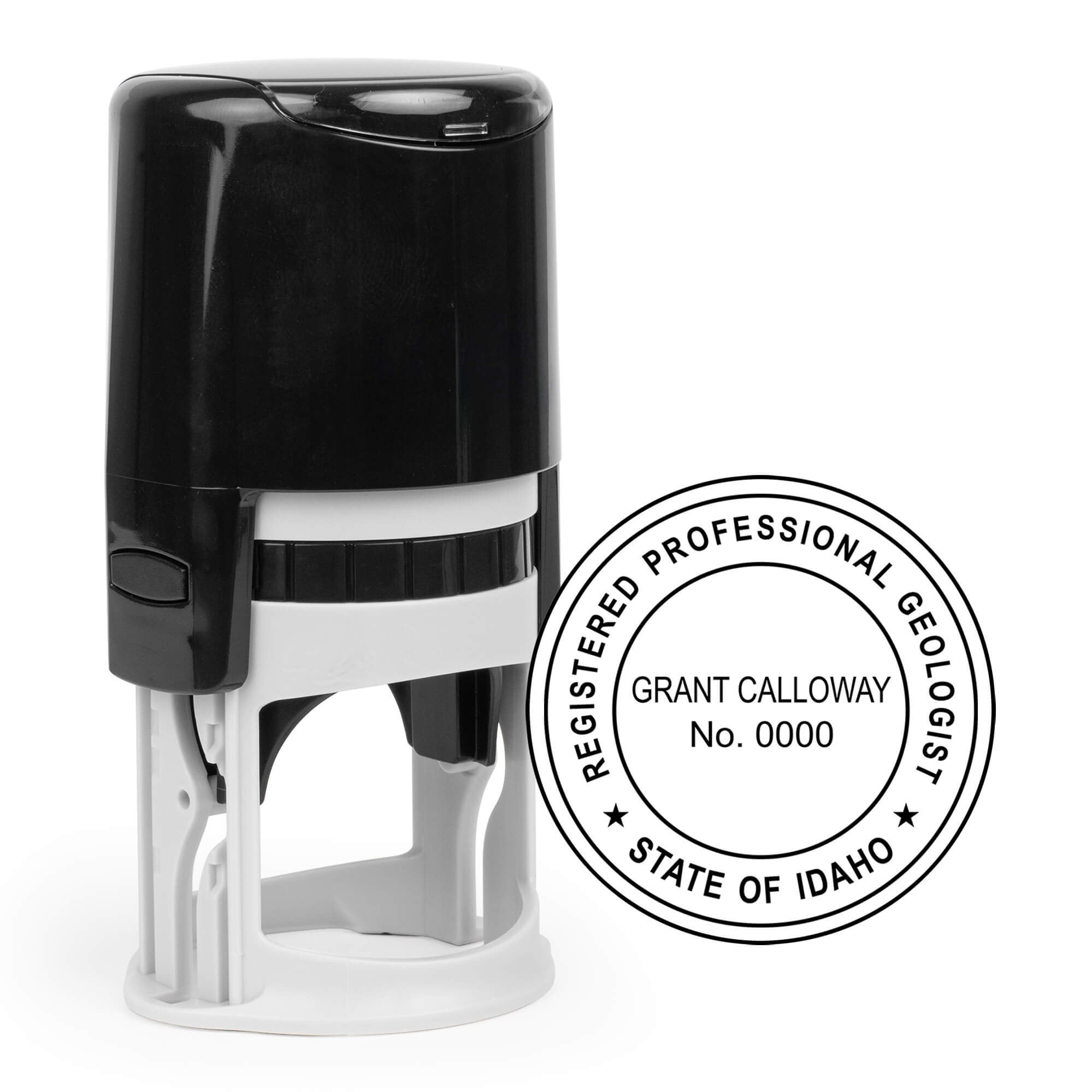 The State of Idaho Geologist Seal and a self-inking stamp