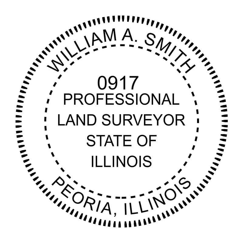 A close-up of the State of Illinois Professional Land Surveyor Seal