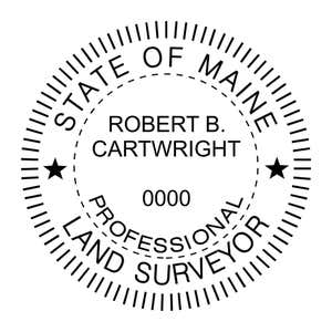 A close-up of the State of Maine Land Surveyor Seal