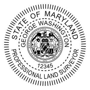 A close-up of the State of Maryland Land Surveyor Seal