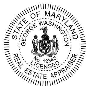 A close-up of the State of Maryland Real Estate Appraiser Seal