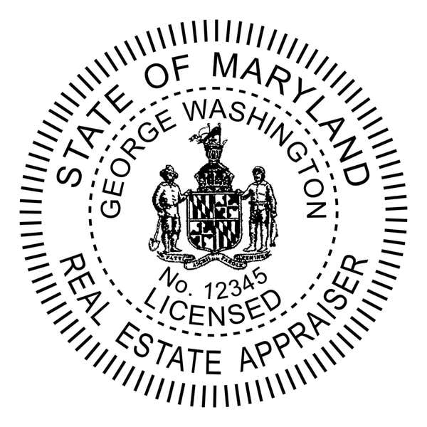 A close-up of the State of Maryland Real Estate Appraiser Seal