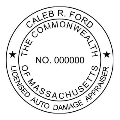 Massachusetts Auto Appraiser Seal - alternate view