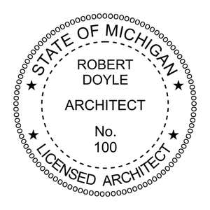 A close-up of the State of Michigan Architect Seal