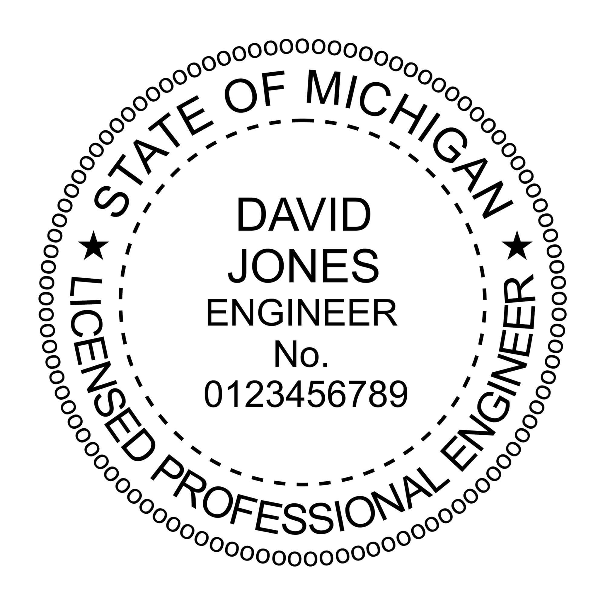 A close-up of the State of Michigan Engineer Seal