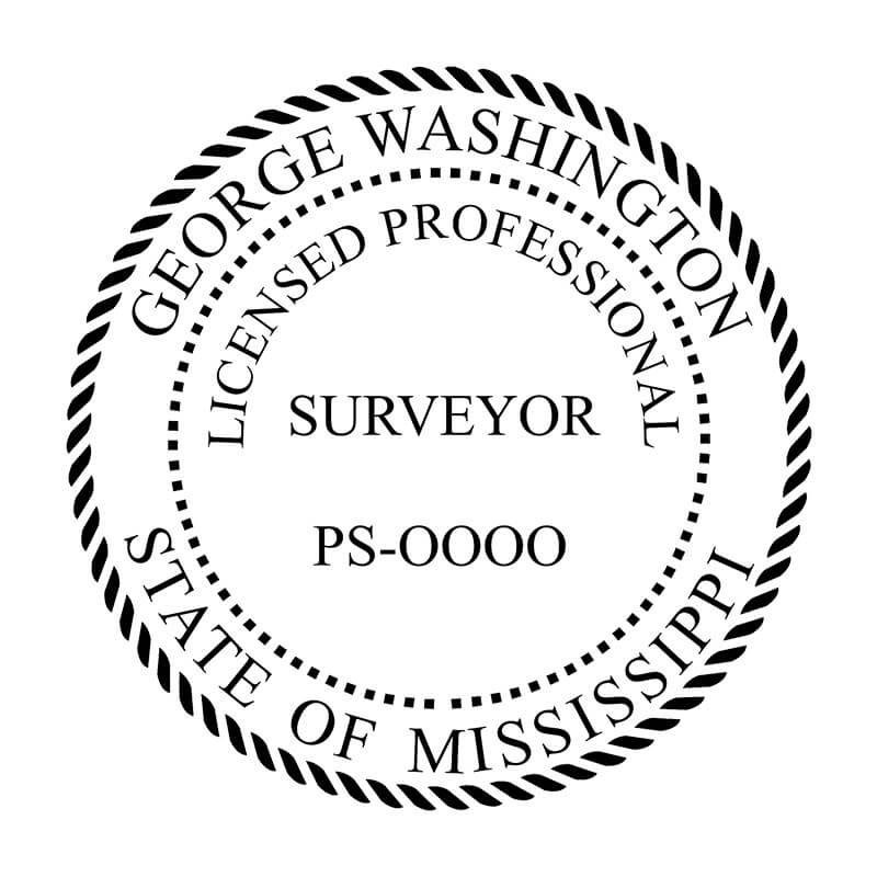 A close-up of the State of Mississippi Surveyor Seal