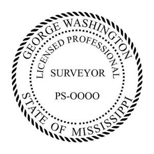 A close-up of the State of Mississippi Surveyor Seal