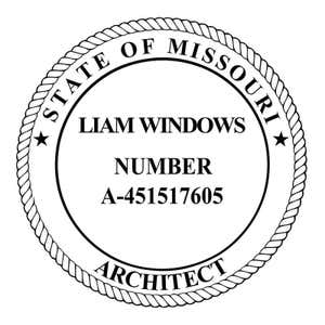 A close-up on the State of Missouri Architect Seal