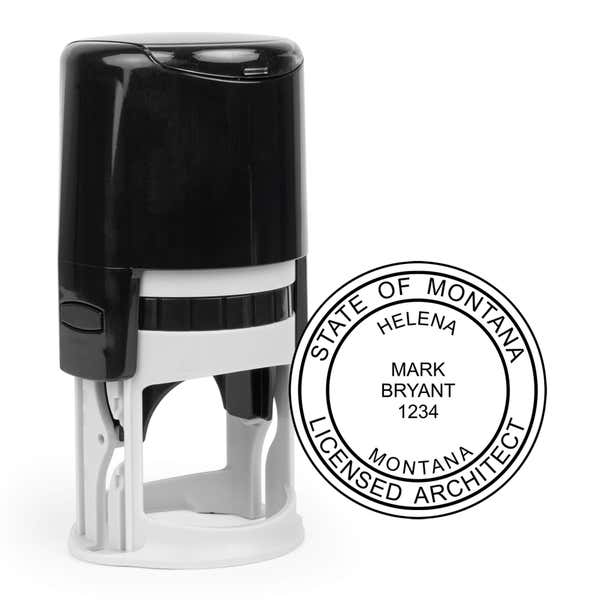 The State of Montana Architect Solid Border Seal and a self-inking stamp
