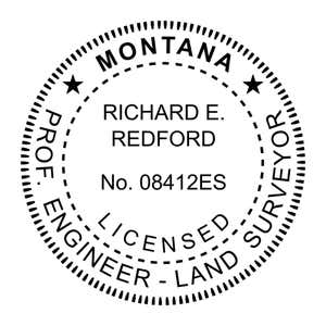 A close-up of the State of Montana Engineer & Land Surveyor Seal