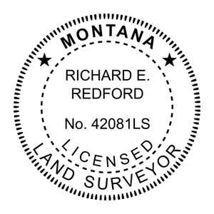 A close-up of the State of Montana Land Surveyor Seal