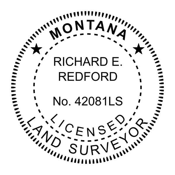 A close-up of the State of Montana Land Surveyor Seal
