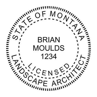 A close-up of the State of Montana Landscape Architect Milled Border Seal
