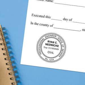 The State of Nevada Engineer Seal impression on a document with a blue background