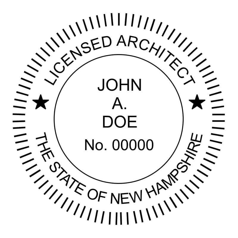 A close-up on the design of the State of New Hampshire Architect Seal