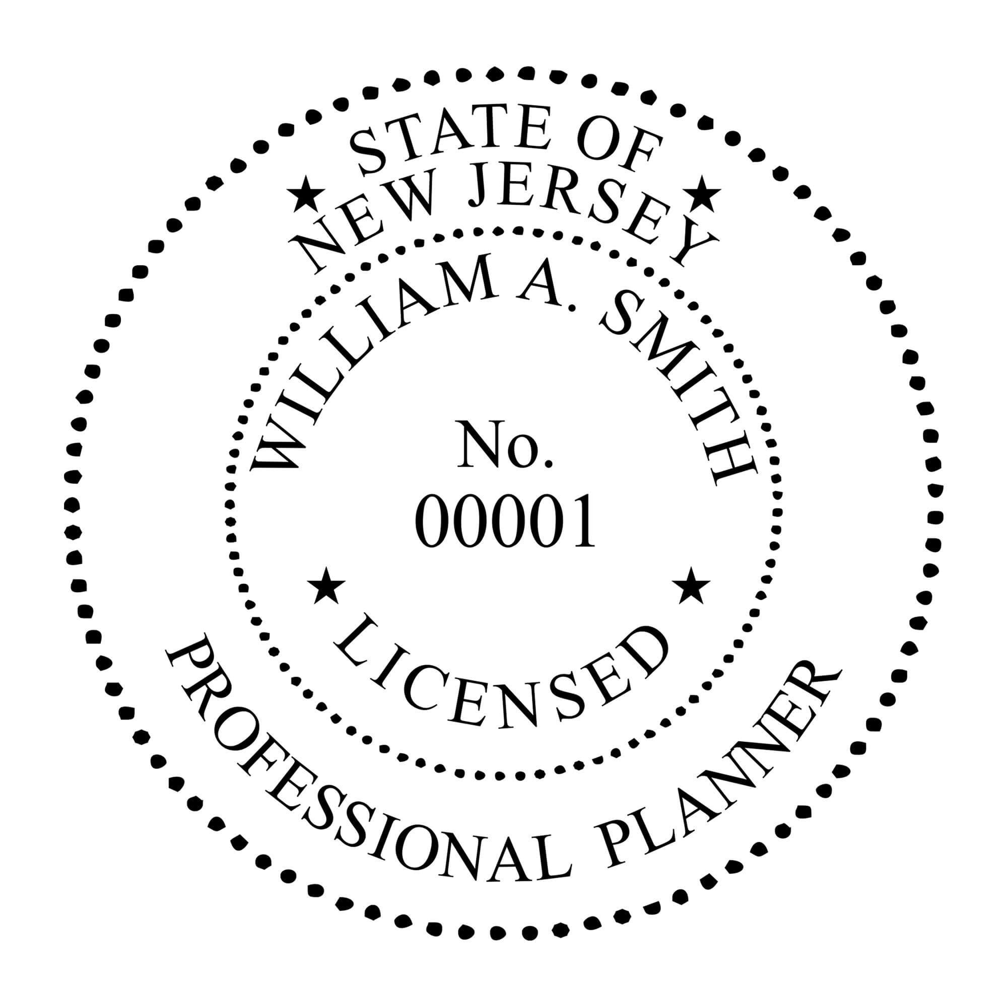A close-up of the State of New Jersey Professional Planner Seal