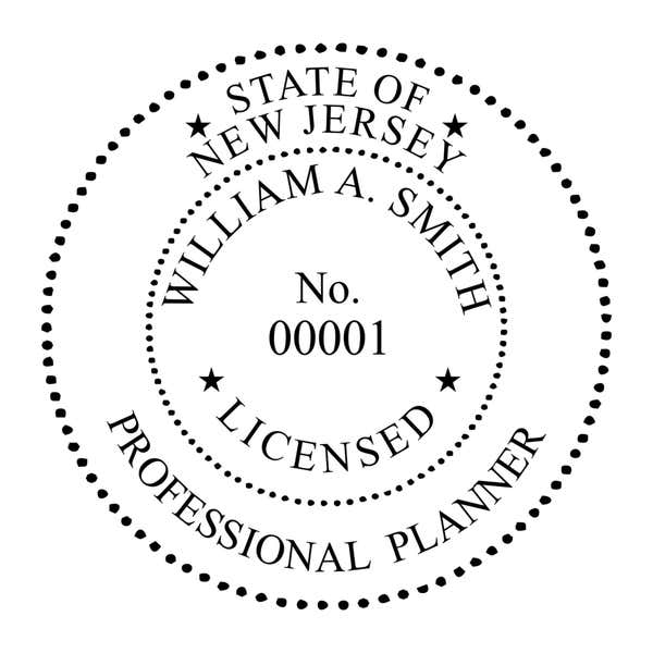 A close-up of the State of New Jersey Professional Planner Seal