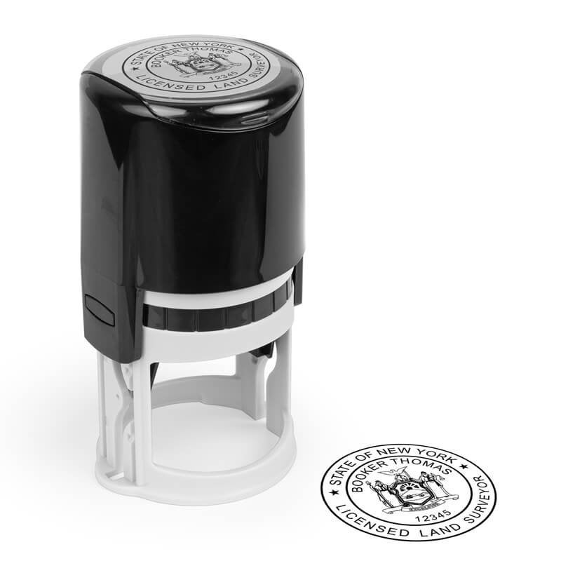 The New York Land Surveyor Seal and stamp on paper