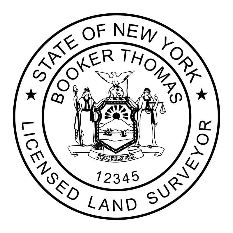A close-up on the New York Land Surveyor Seal