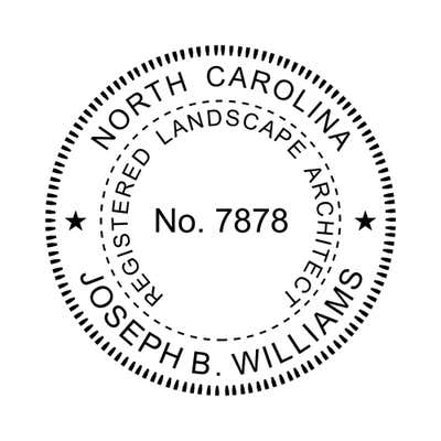 A close-up of the State of North Carolina Landscape Architect Seal