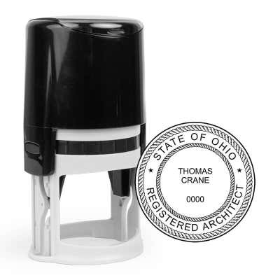 The State of Ohio Architect Individual Seal and self-inking stamp