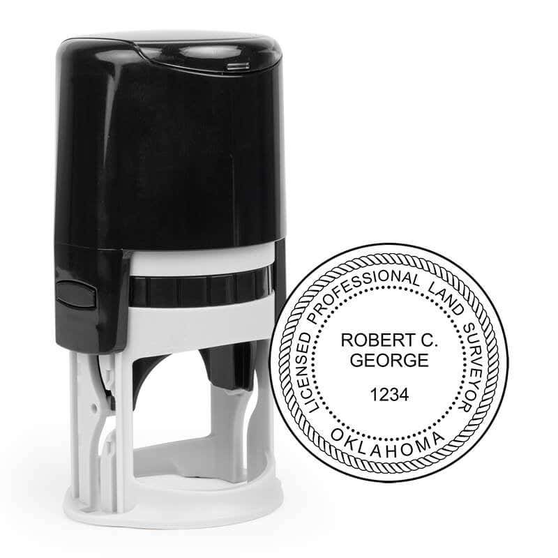 The State of Oklahoma Land Surveyor Seal and a self-inking stamp