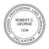 A close-up of the State of Oklahoma Land Surveyor Seal
