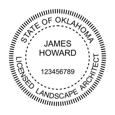 A close-up of the State of Oklahoma Landscape Architect Seal