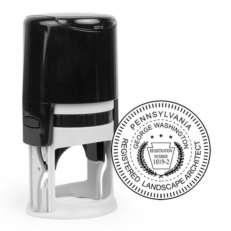 The State of Pennsylvania Landscape Architect Seal and a self-inking stamp