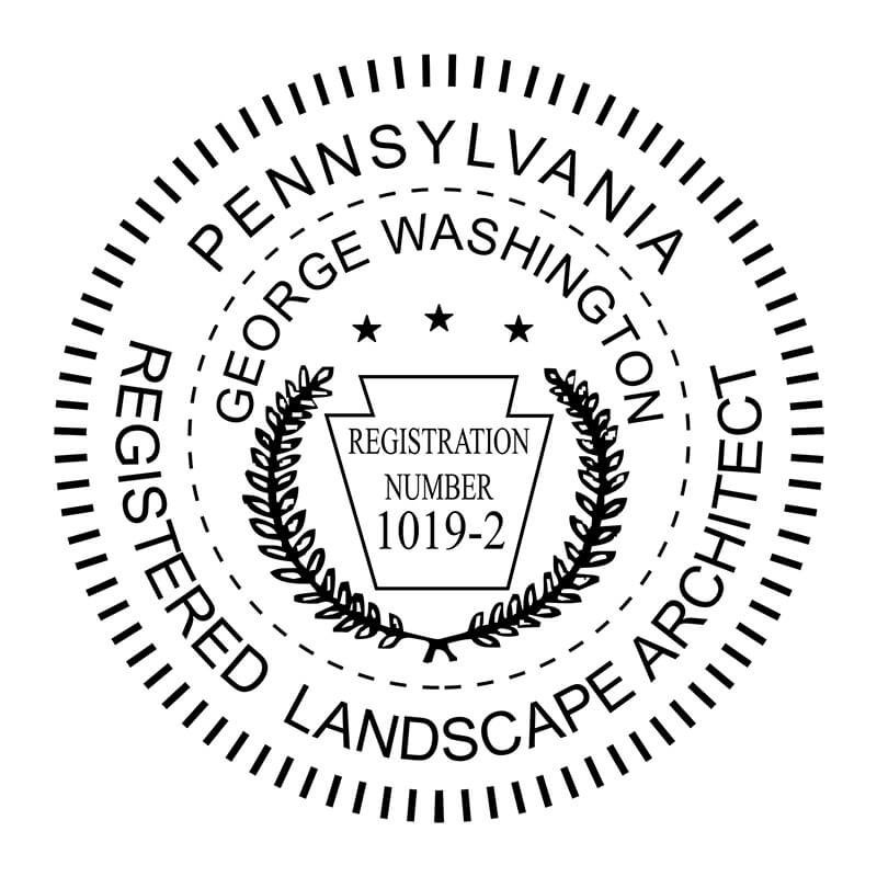 A close-up of the State of Pennsylvania Landscape Architect Seal