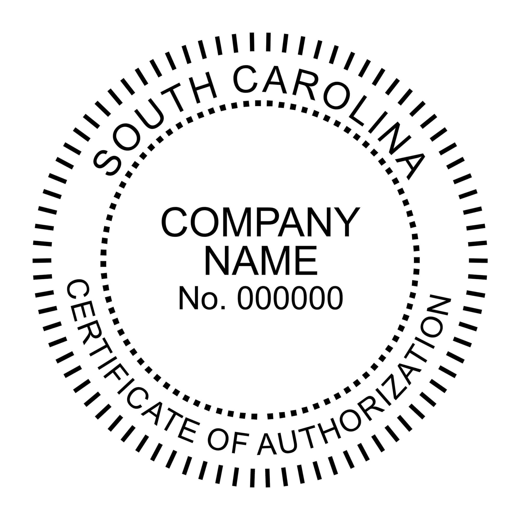 A close-up of the State of South Carolina Certificate of Authorization Seal